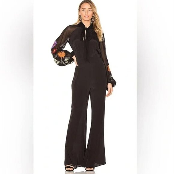 NWT Free People | Smoke Rings Floral Embroidered Sleeve Jumpsuit - Size 8 - Picture 1 of 14